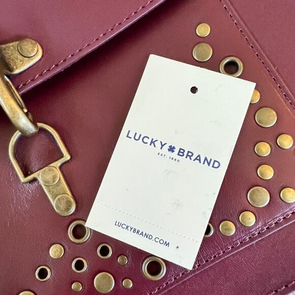 NWOT Lucky Brand Maya 100% Leather Ruby Wine Crossbody Purse - Picture 7 of 14